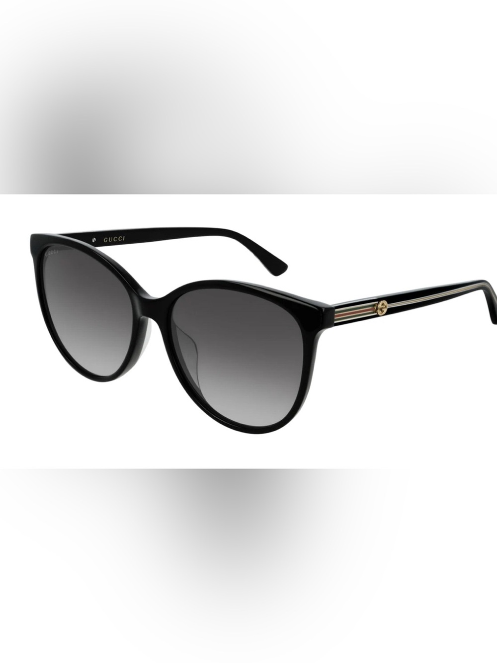Gucci Black Cat-Eye Sunglasses with Gradient Gray Lenses